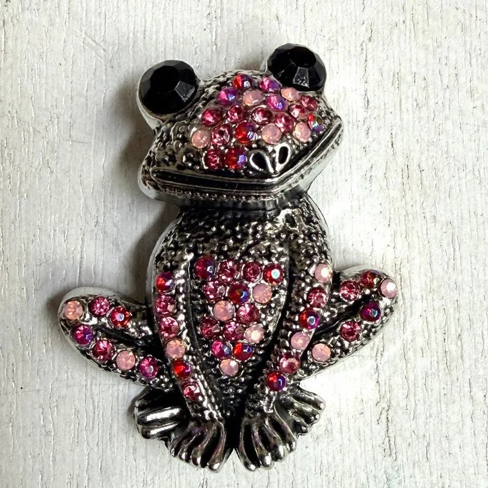 Pink Rhinestone Frog Brooch pink rhinestone